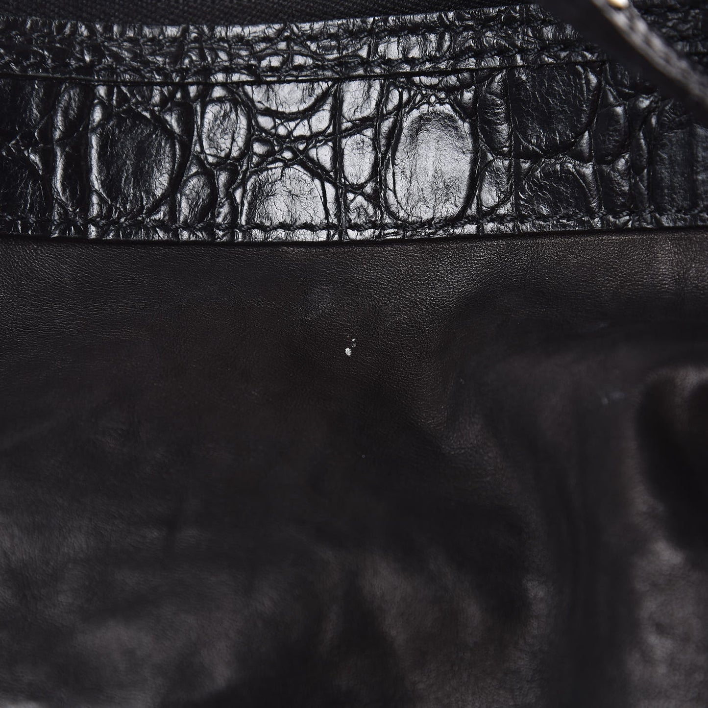 Calfskin Crocodile Embossed Rider Tote Black