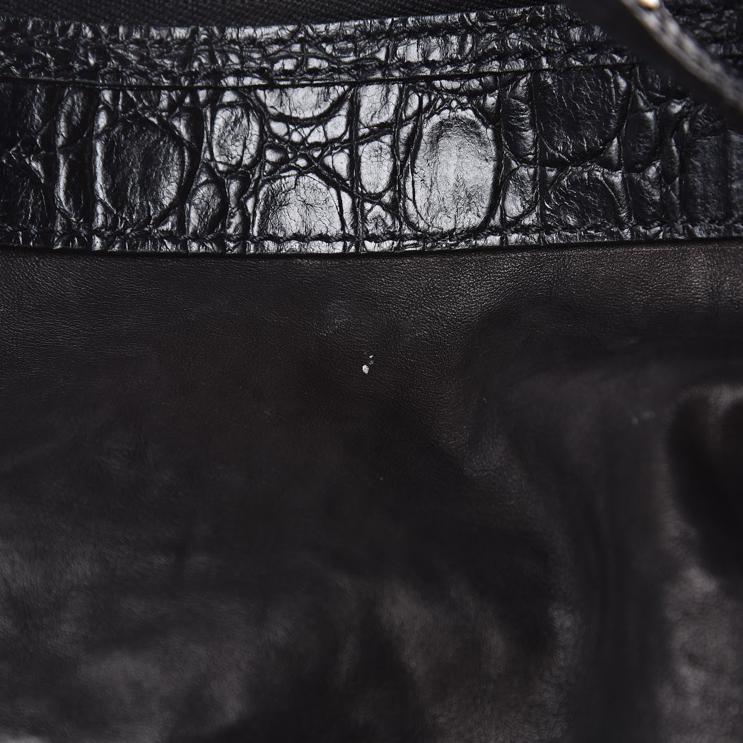 Celine Calfskin Crocodile Embossed Rider Tote Black 7 of 8