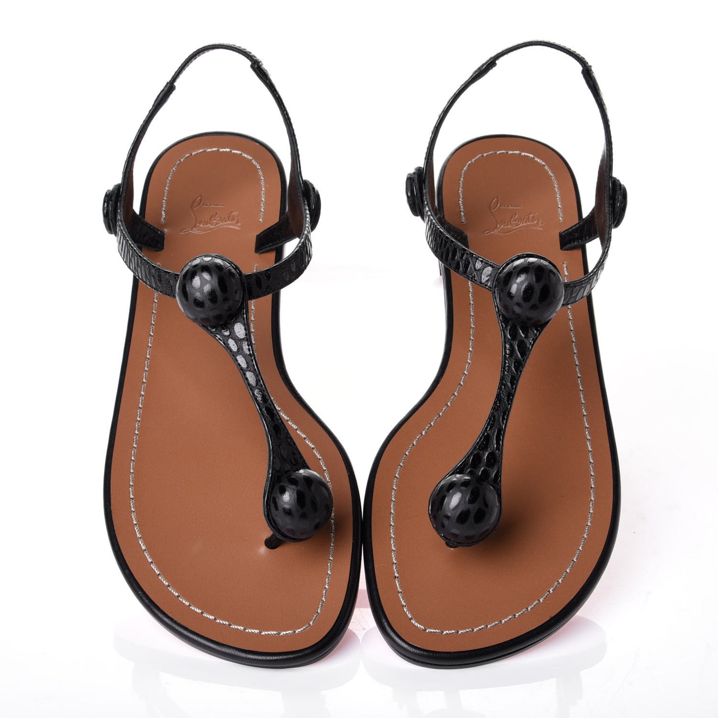 Calfskin Jurassic Planet Ball Sandal Flats 36 Black