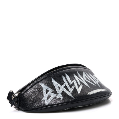 Balenciaga Agneau Arena Graffiti All Over XS Souvenir Belt Bag Black White 3 of 8