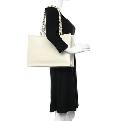 Chanel Shiny Aged Calfskin Shopping Bag White 2 of 19
