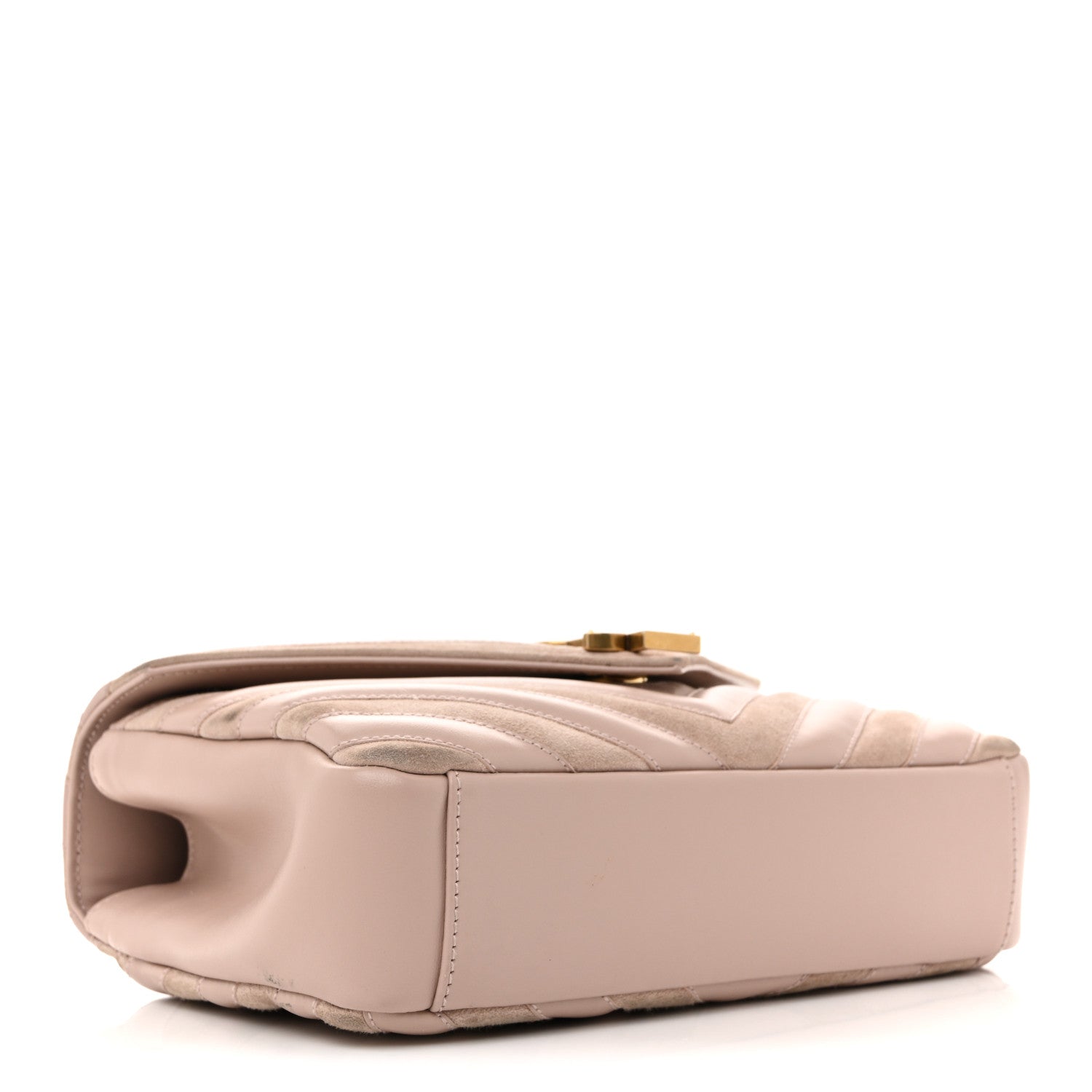 Saint Laurent Calfskin Suede Matelasse Chevron Medium Monogram College Bag Rose Poudre 4 of 16