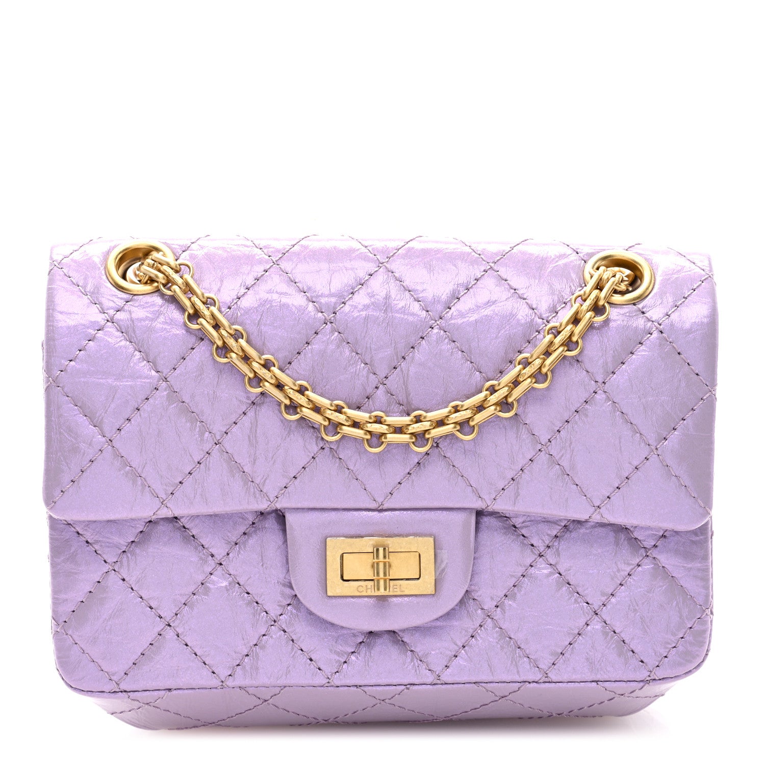 Chanel Glittered Aged Calfskin Quilted Mini 2.55 Reissue Flap Lilac 1 of 9