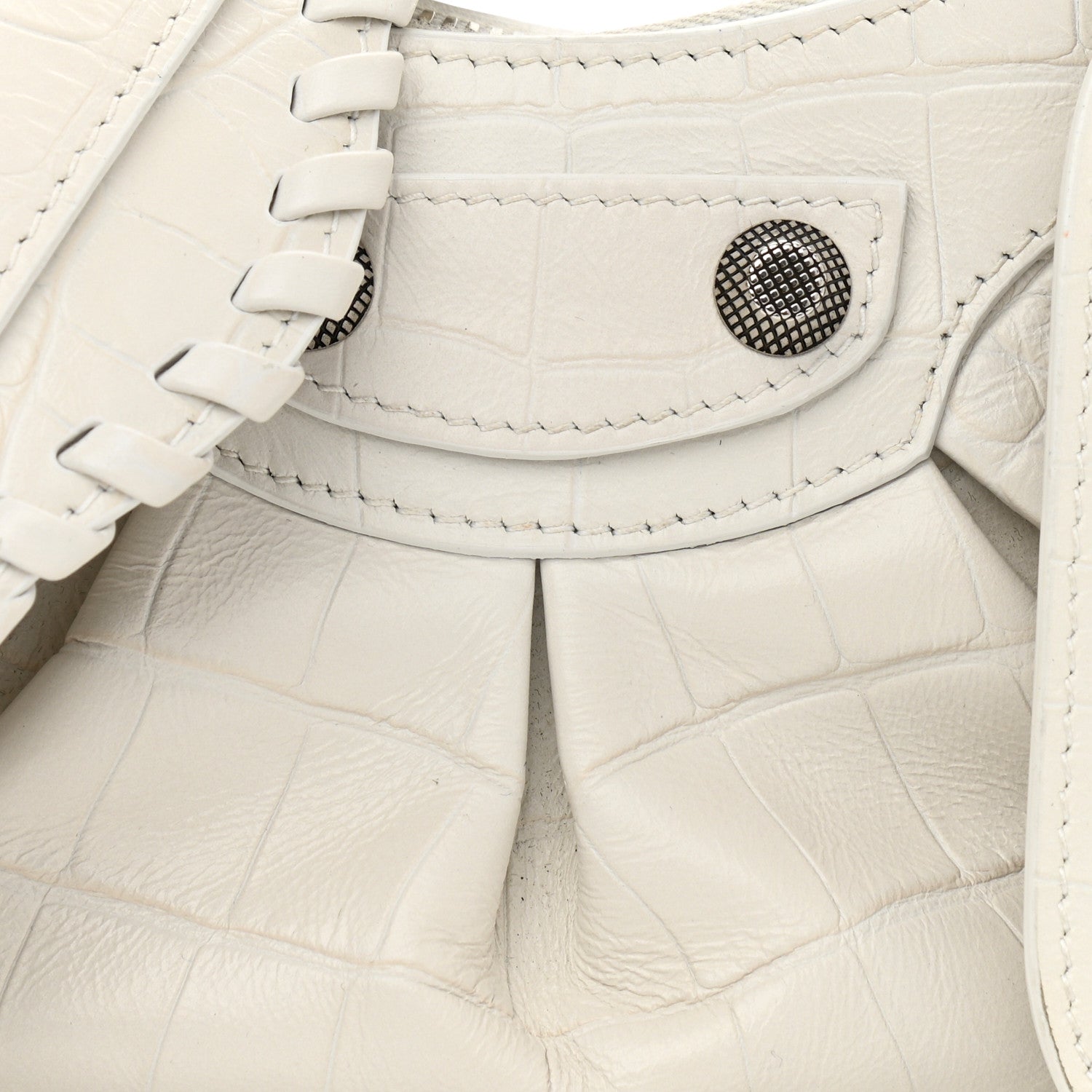 Balenciaga Extra Supple Calfskin Crocodile Embossed Le Cagole Shoulder Bag XS White 8 of 10