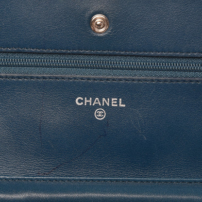 Chanel Patent Quilted Wallet On Chain WOC Blue 6 of 12