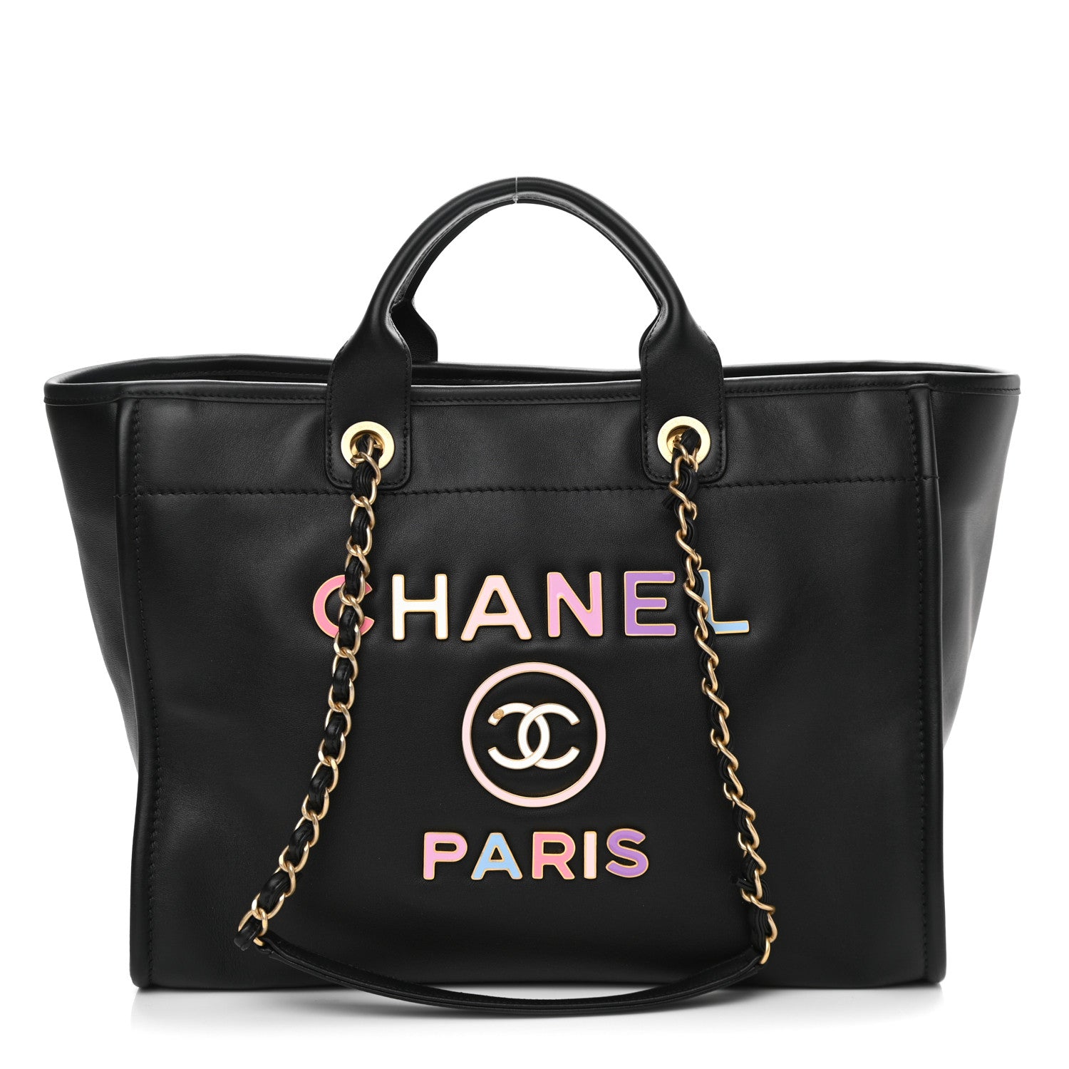 Chanel Calfskin Medium Deauville Tote Black Multicolor 3 of 11