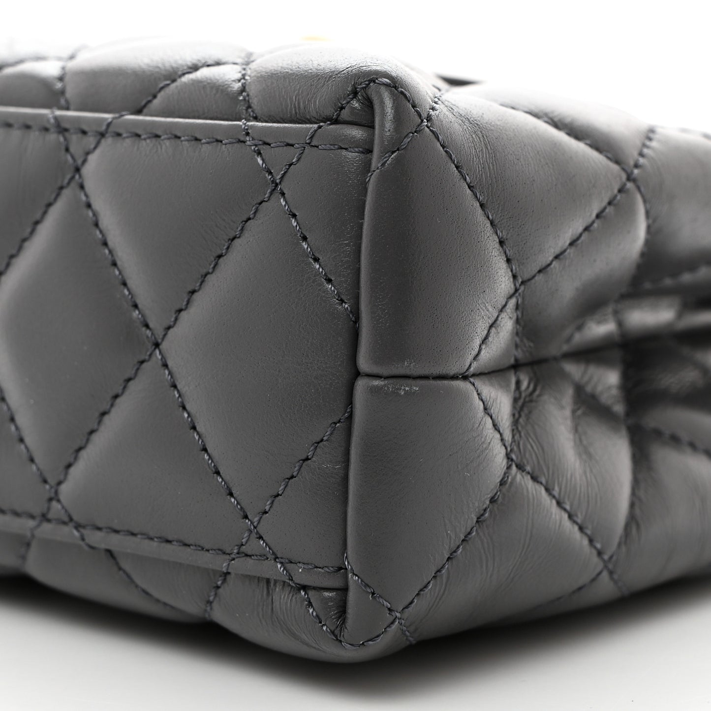 Shiny Aged Calfskin Quilted Nano Kelly Shopper Grey