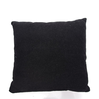 Chanel Merino Wool Cashmere CC Logo Pillow Black Grey 2 of 4