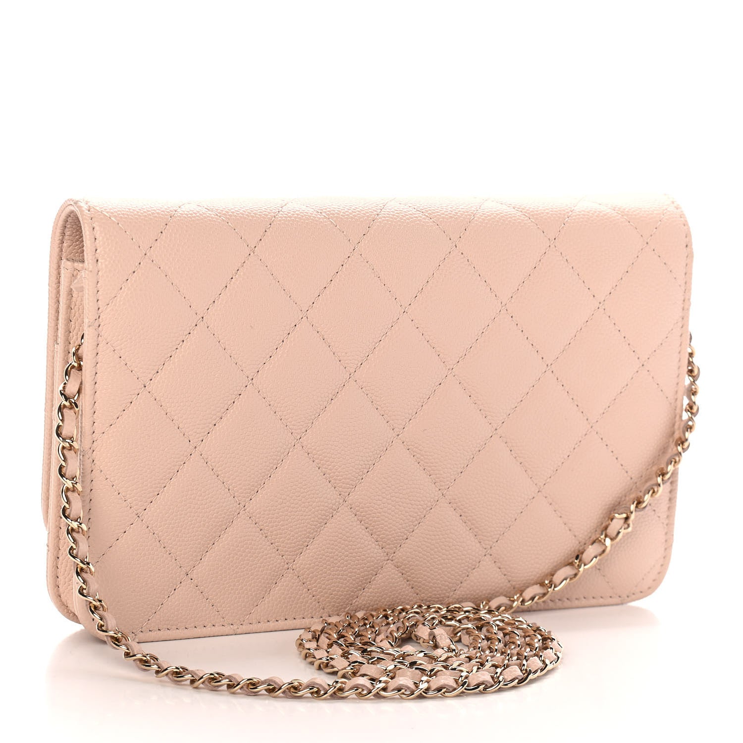 Chanel Caviar Quilted Golden Class Wallet On Chain WOC Light Beige 3 of 10