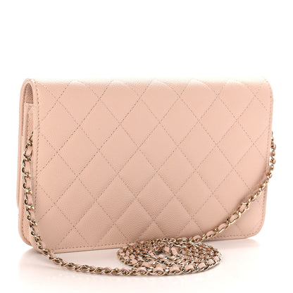 Chanel Caviar Quilted Golden Class Wallet On Chain WOC Light Beige 3 of 10