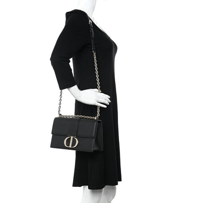 Christian Dior Grained Calfskin Embossed 30 Montaigne Chain Flap Bag Black 2 of 10