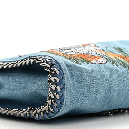 Stella McCartney Denim Embroidered Tiger Mini Falabella Tote Blue 9 of 10