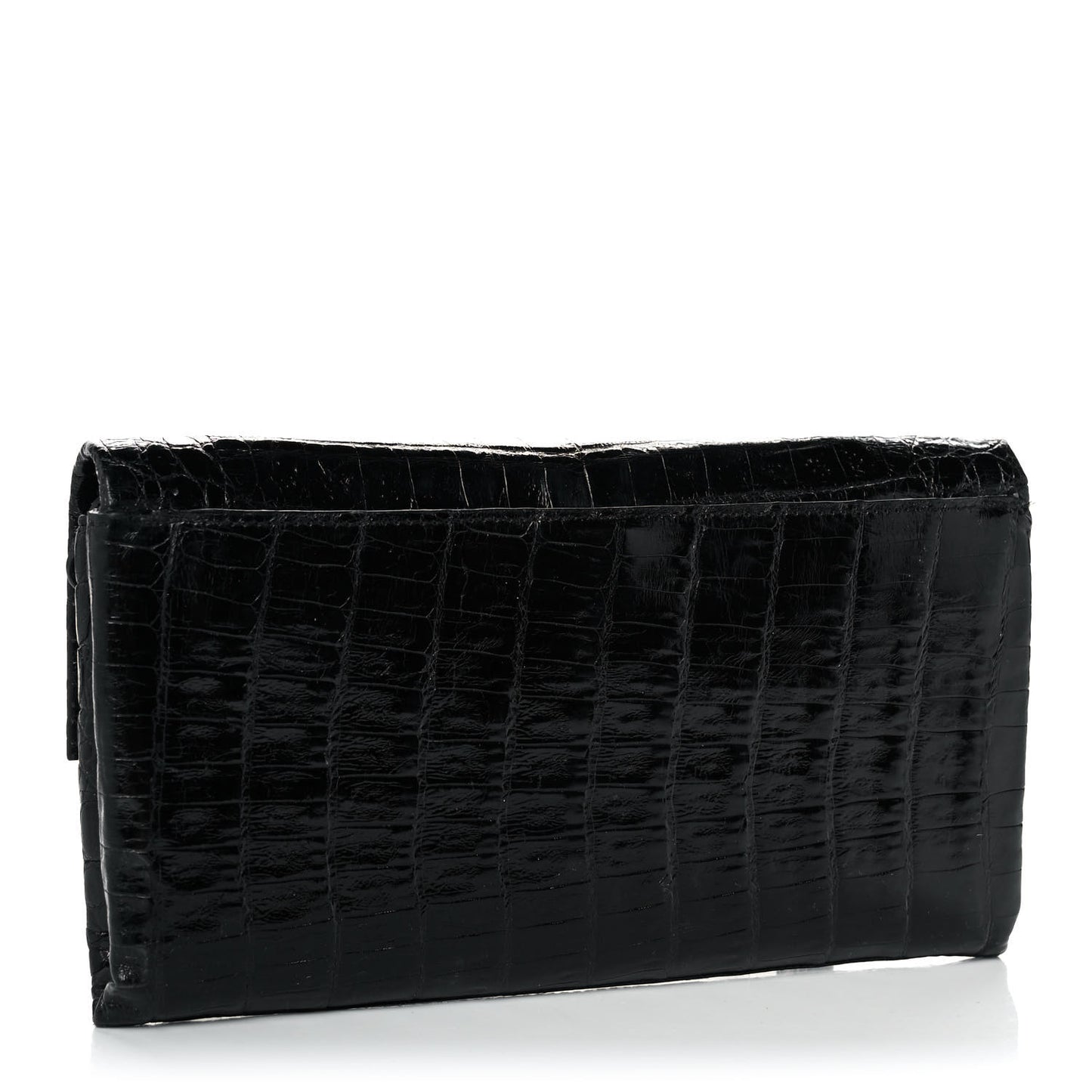 Crocodile Foldover Clutch Black
