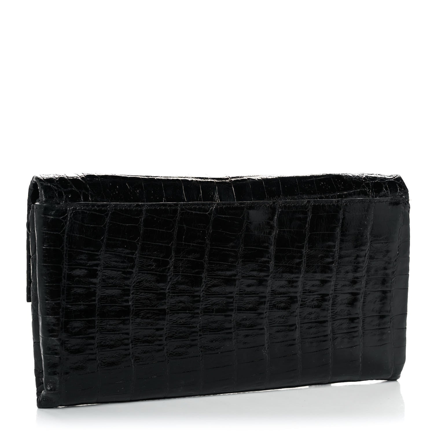 Nancy Gonzalez Crocodile Foldover Clutch Black 3 of 9
