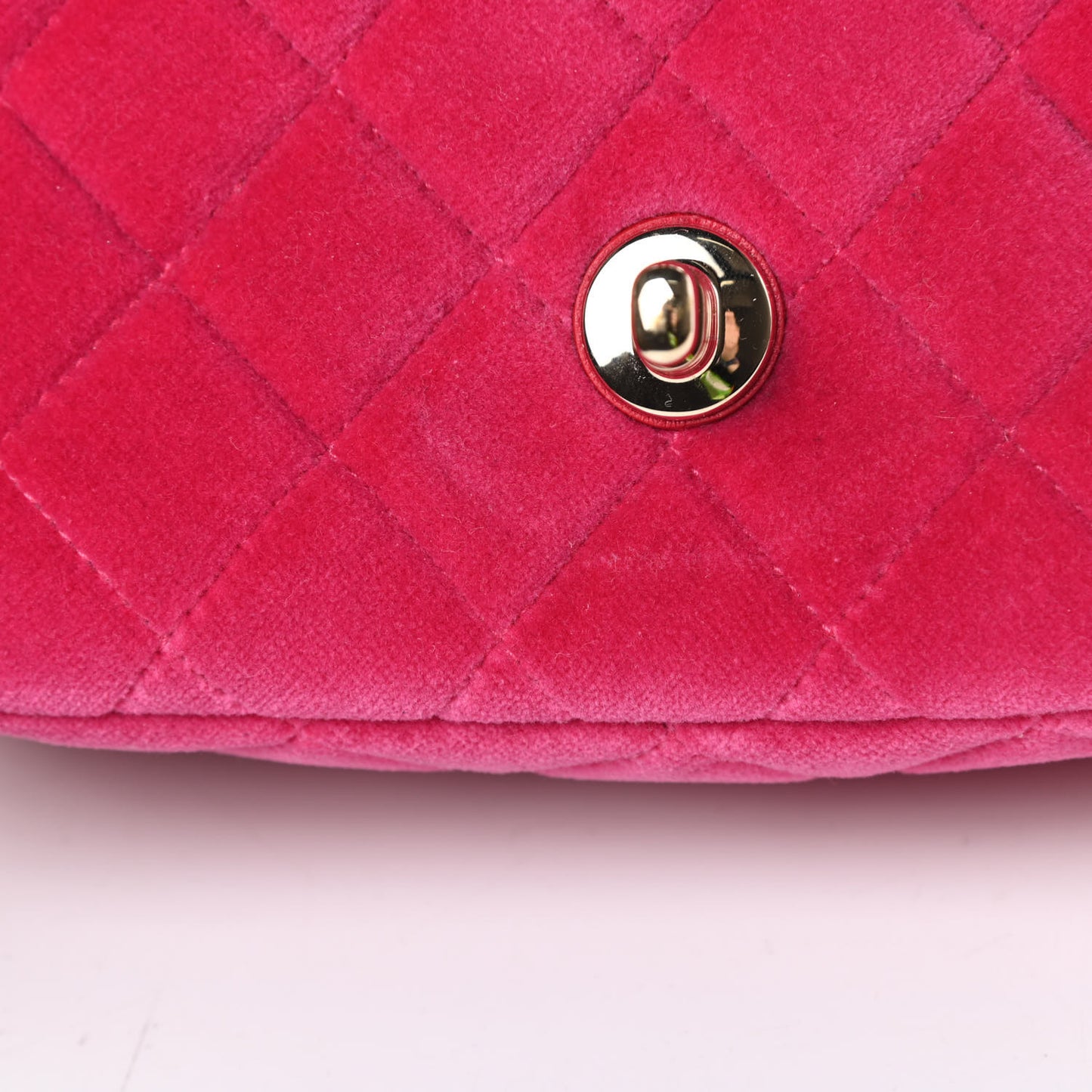 Velvet Quilted Mini Square Pearl Crush Flap Fuchsia