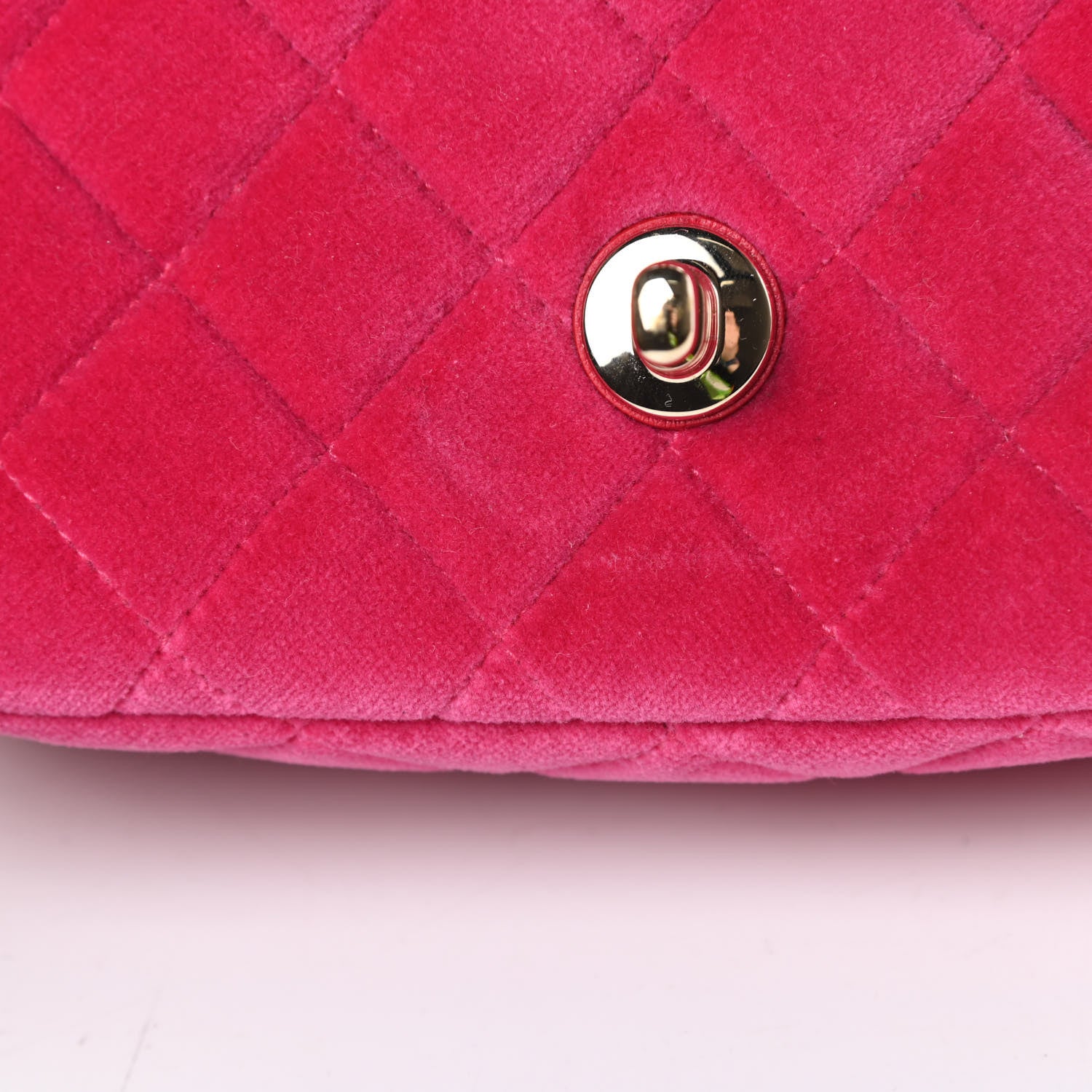 Chanel Velvet Quilted Mini Square Pearl Crush Flap Fuchsia 12 of 13