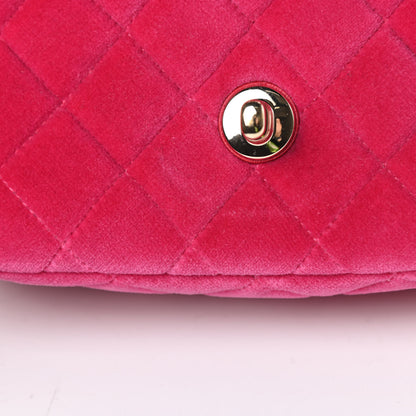 Chanel Velvet Quilted Mini Square Pearl Crush Flap Fuchsia 12 of 13