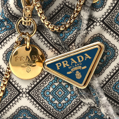 Prada Nylon Metal Triangle Logo Mini Drawcord Pouch Shoulder Bag Blue Multicolor 7 of 11