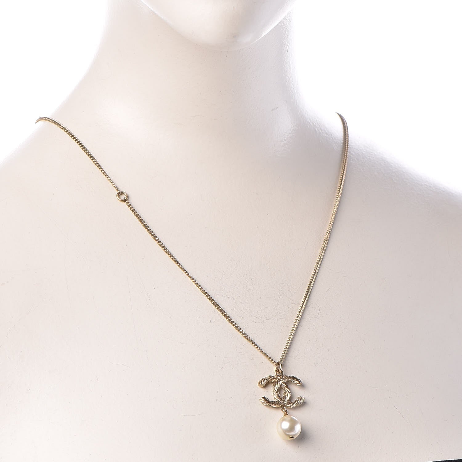 Chanel Pearl Twisted CC Drop Necklace Gold 2 of 4