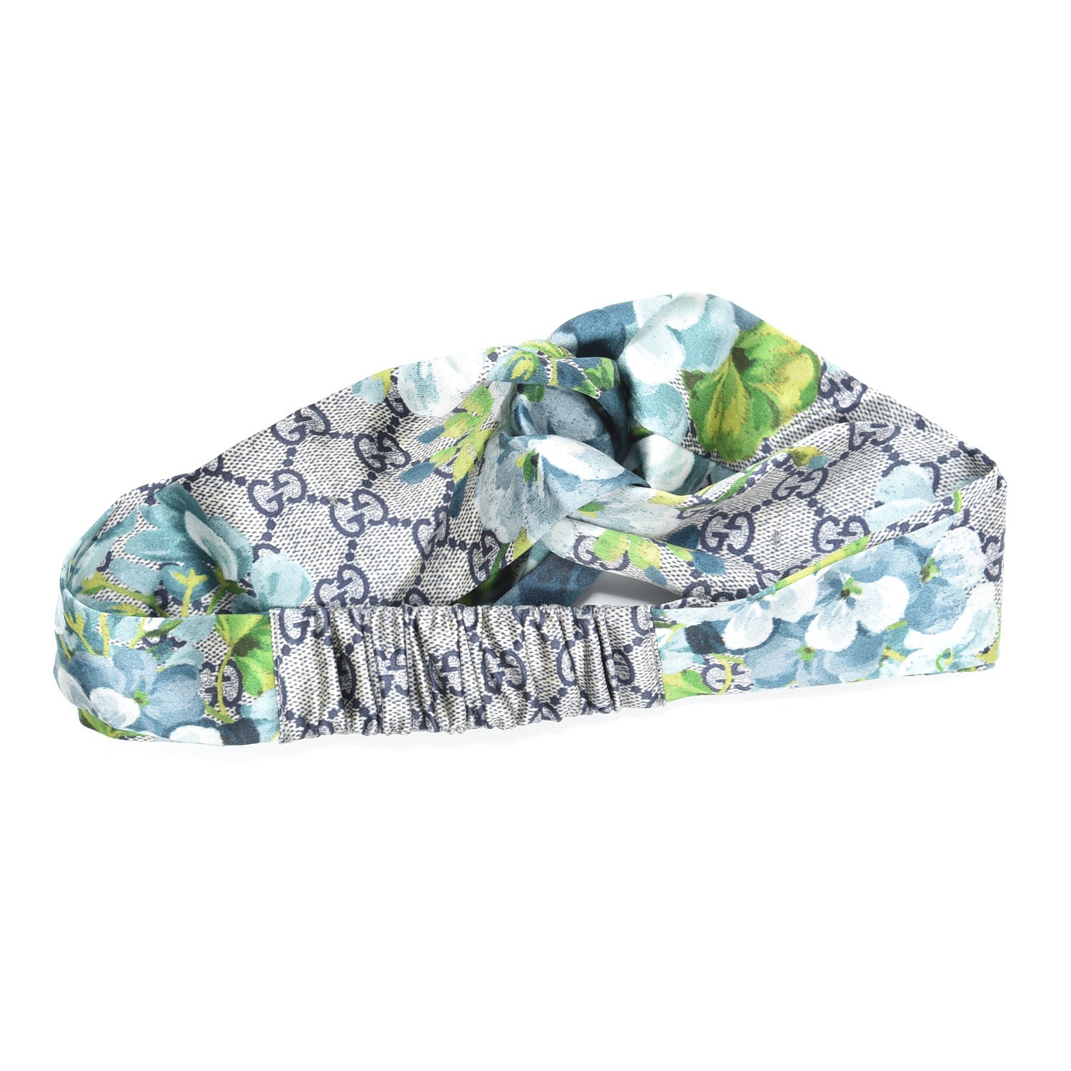 Gucci Silk Monogram Blooms Print Headband Blue 3 of 4
