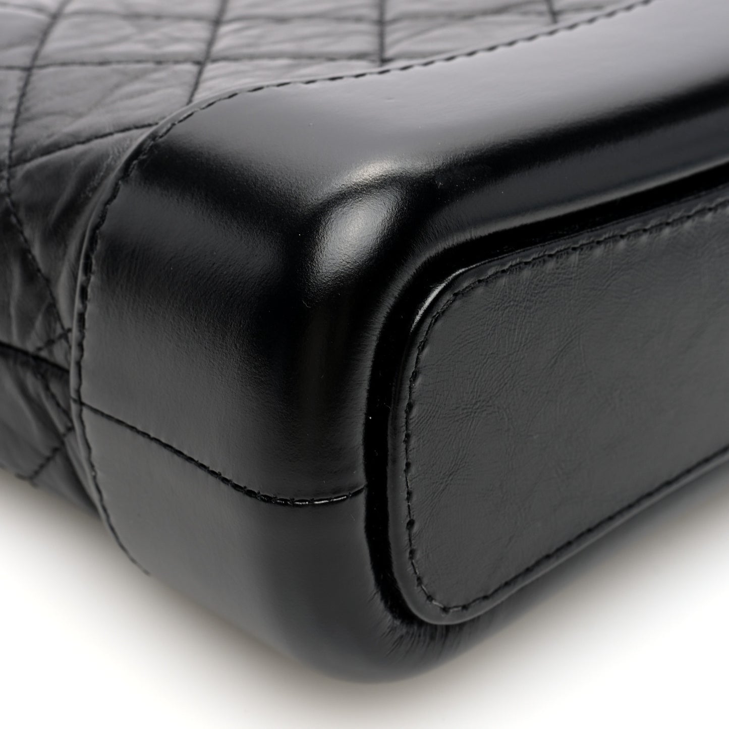 Aged Calfskin Quilted Small Gabrielle Hobo Black