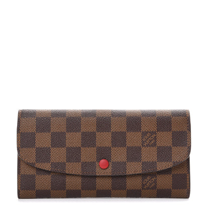 Louis Vuitton Damier Ebene Emilie Wallet Red 1 of 8