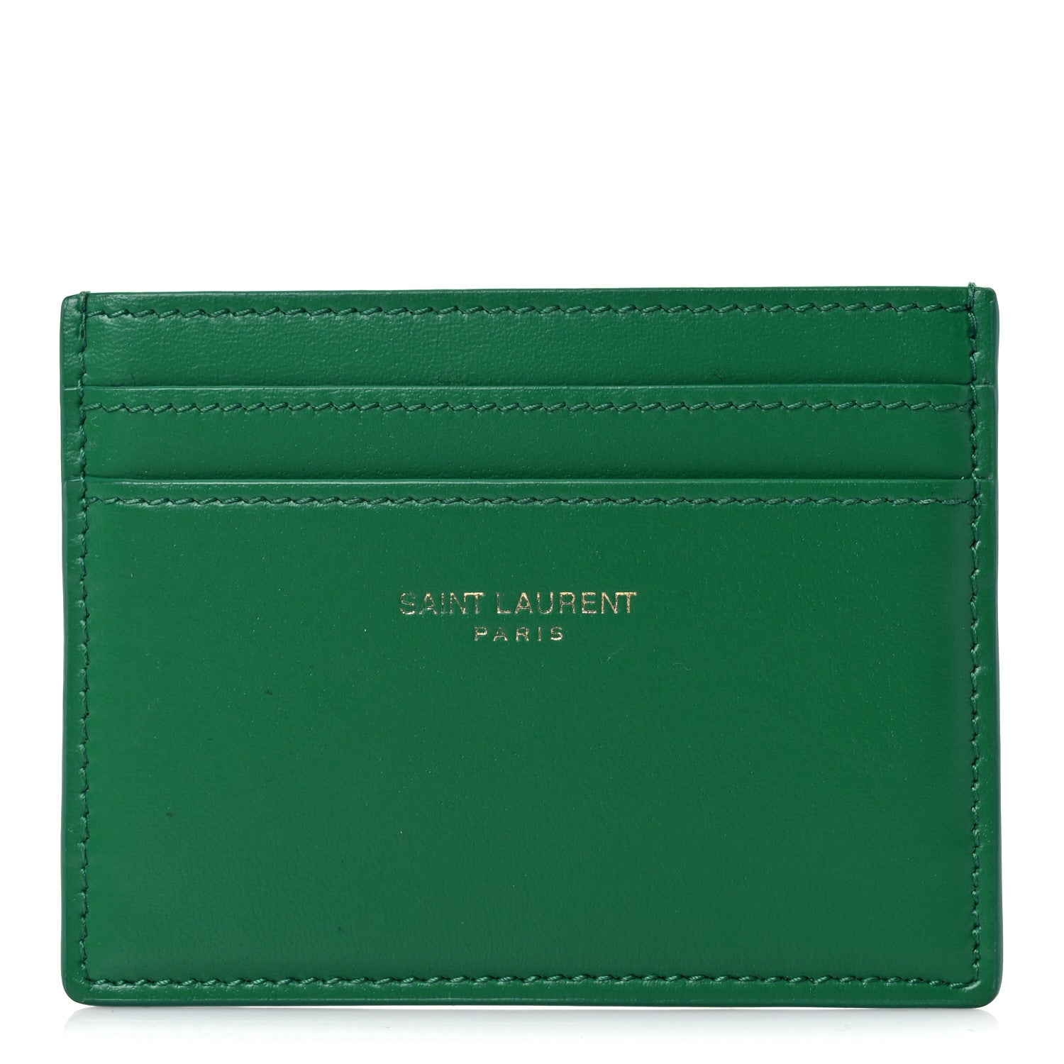 Saint Laurent Calfskin Credit Card Case Green 1 of 8