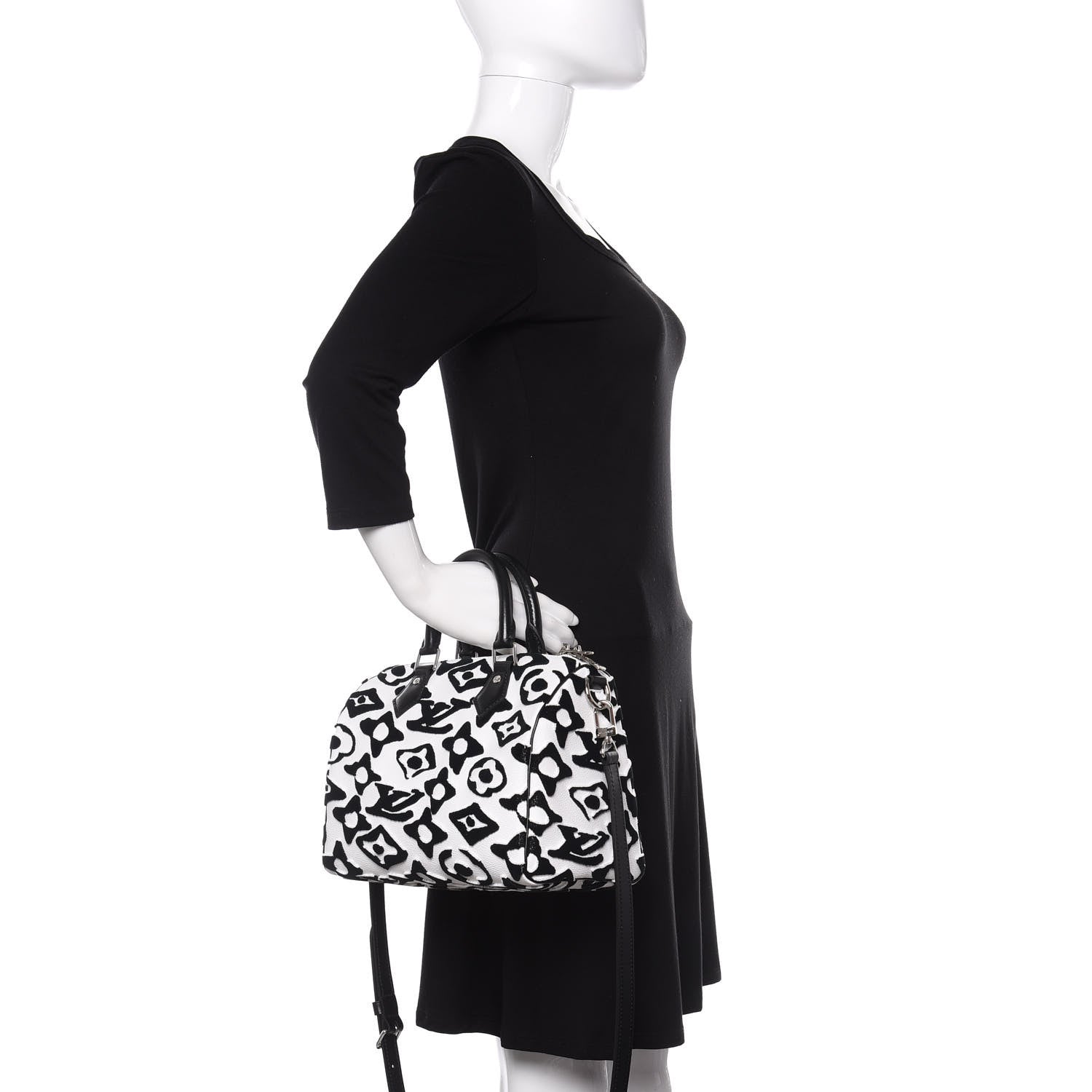 Louis Vuitton X UF Tufted Monogram Speedy Bandouliere 25 White Black 3 of 11