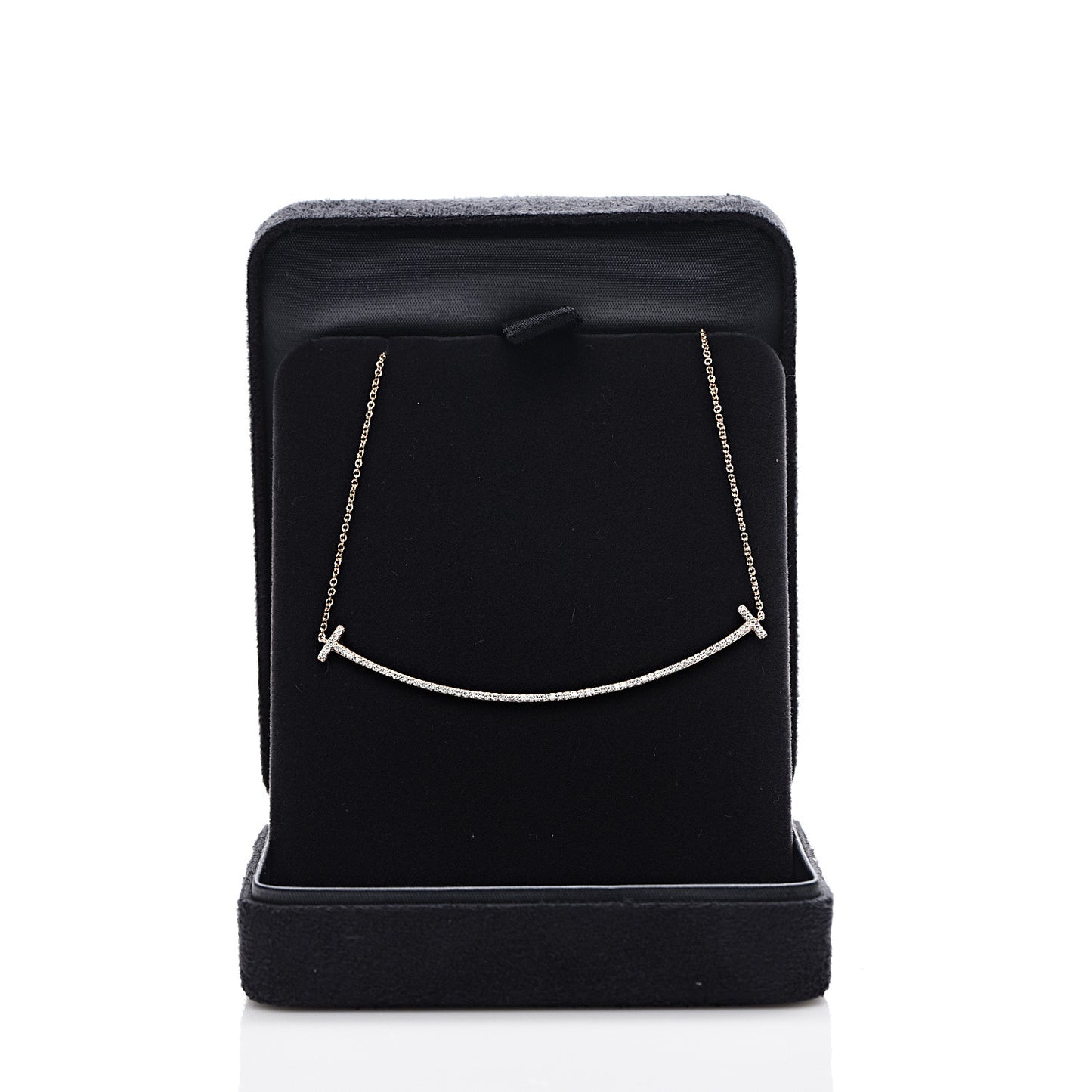18K Rose Gold Diamond T Smile Pendant Necklace