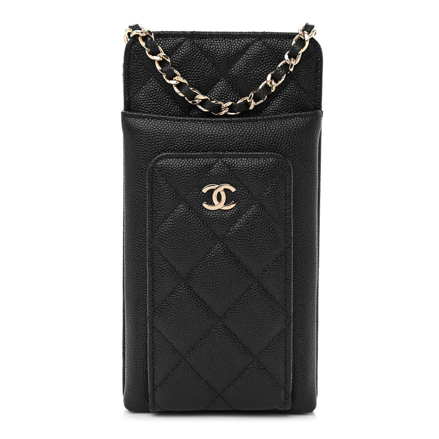 Caviar Quilted Zip Phone Case Black