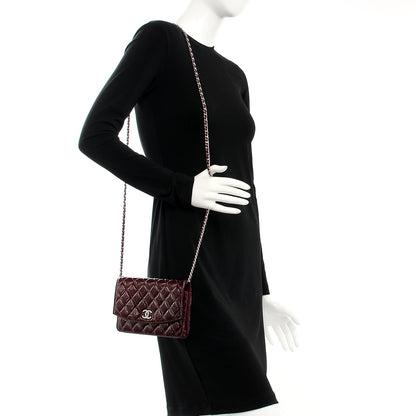 Chanel Patent Quilted Brilliant Wallet On Chain WOC Light Burgundy 2 of 9