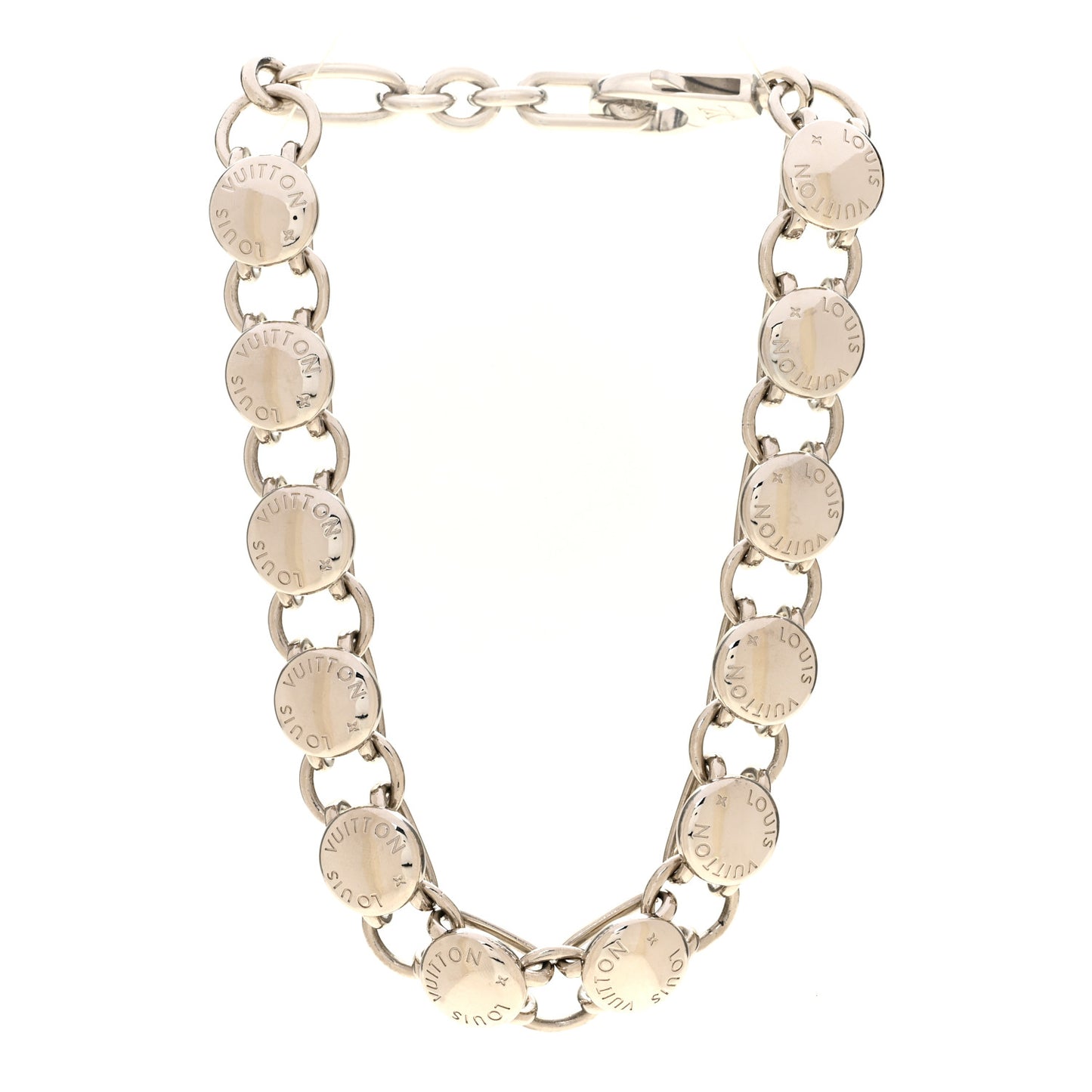 Metal LV Studs Necklace Silver