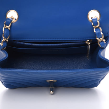 Chanel Lambskin Chevron Quilted Mini Square Flap Blue 5 of 10