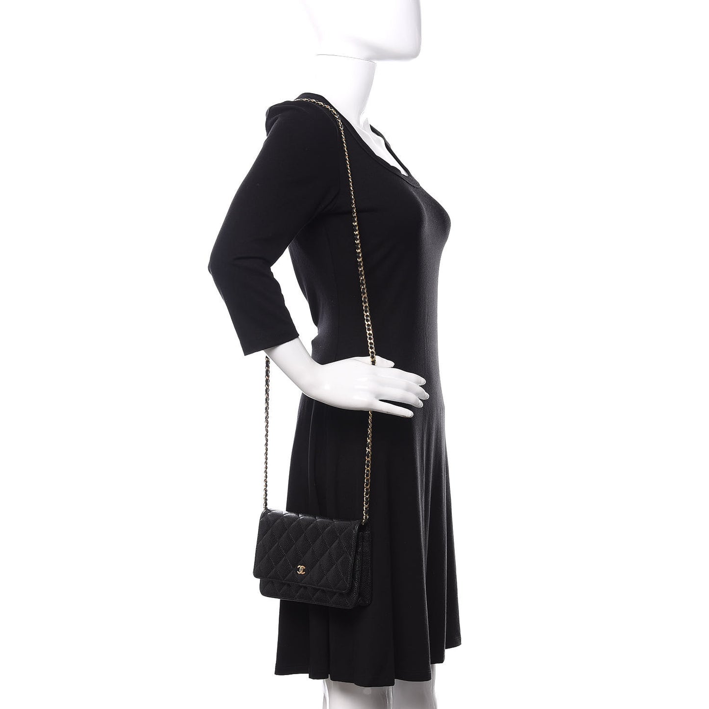 Caviar Quilted Wallet On Chain WOC Black