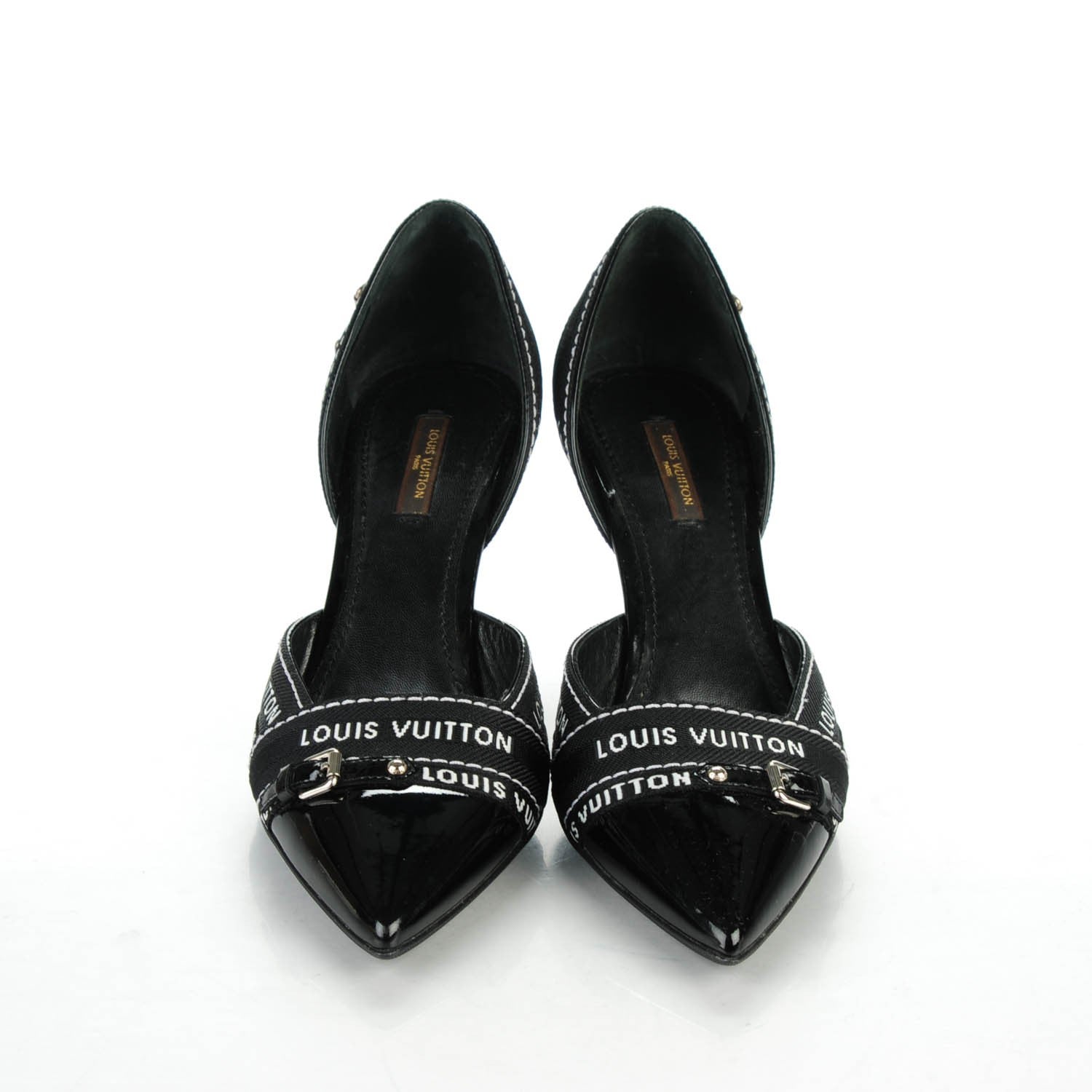 Louis Vuitton Patent Ribbon Pumps 38.5 Black 2 of 9