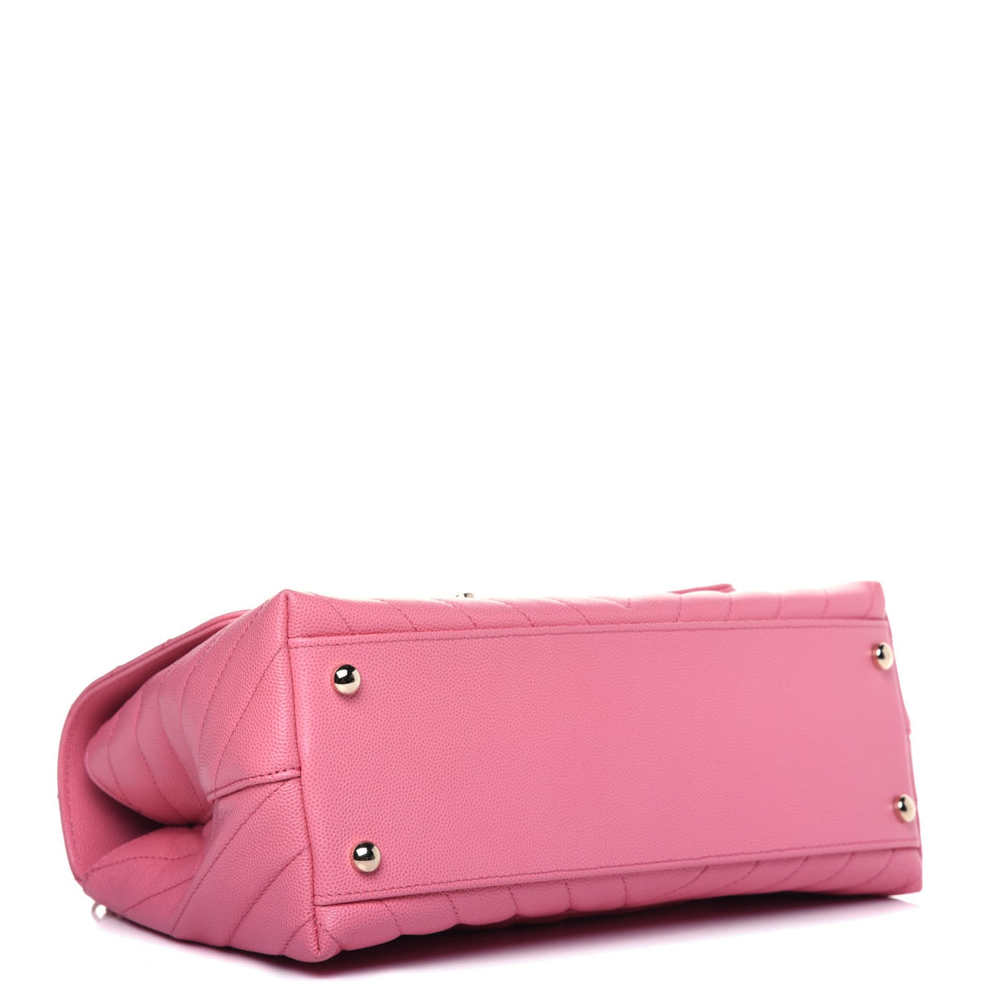 Caviar Chevron Quilted Small Coco Handle Flap Pink