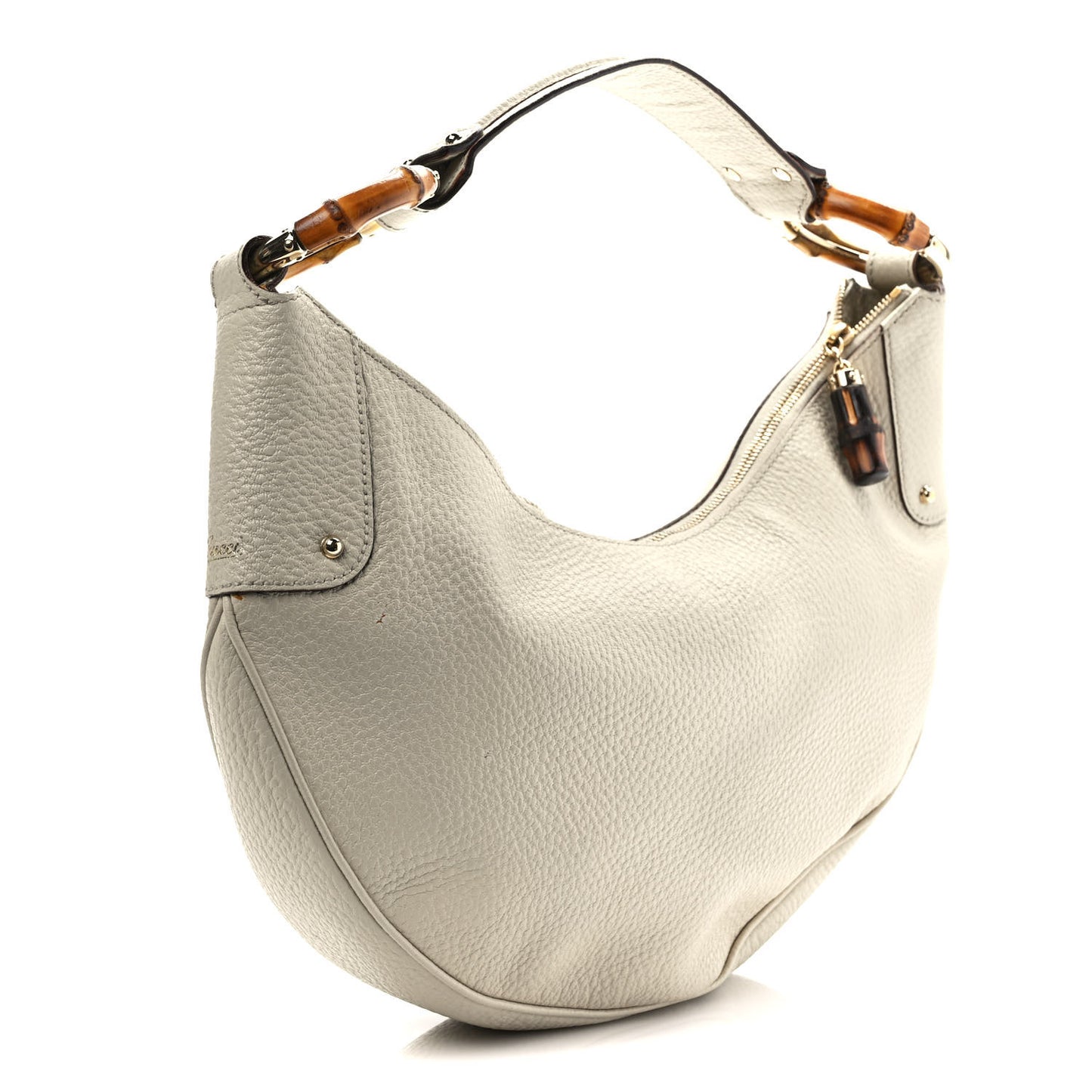 Pebbled Calfskin Bamboo Ring Hobo Ivory