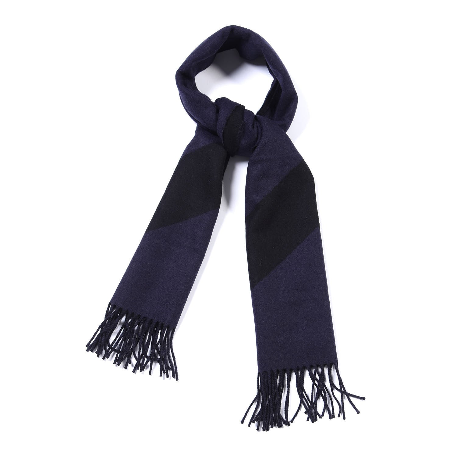 Hermes Cashmere Casaque Chevron Muffler Marine Black 1 of 5