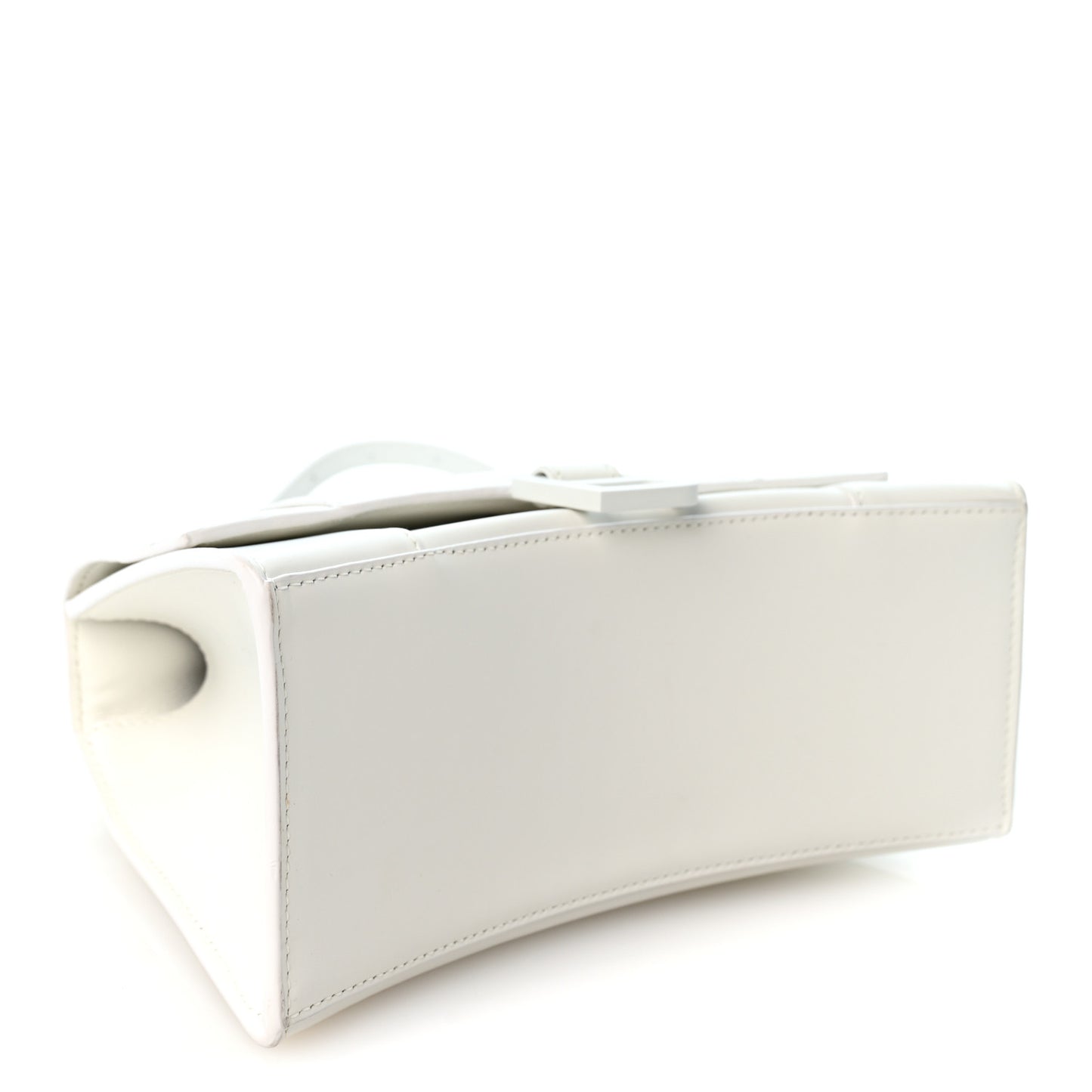 Matte Gummy Calfskin Small Hourglass Top Handle Bag Optic White