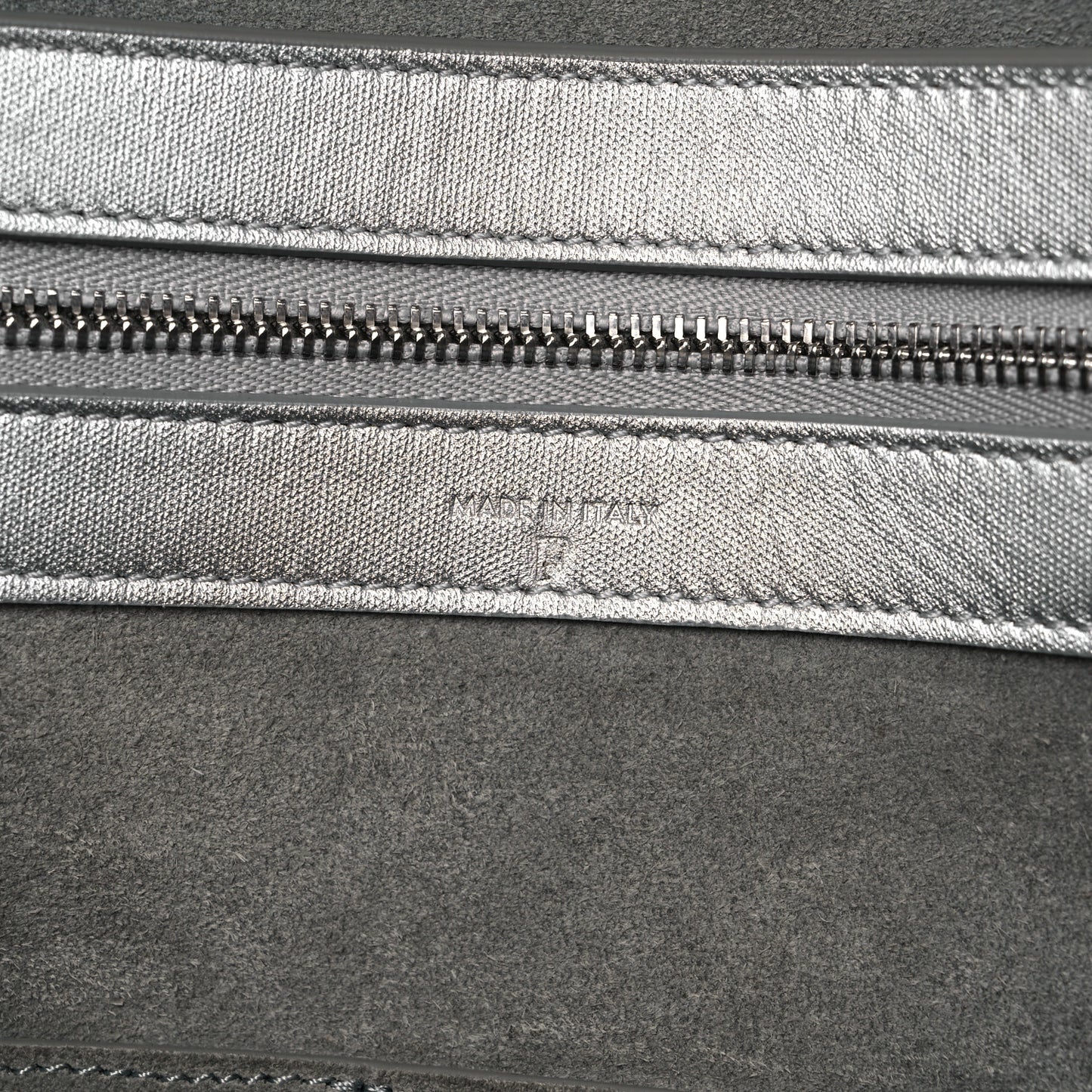 Metallic Grained Calfskin Horizontal Cabas Phantom Silver