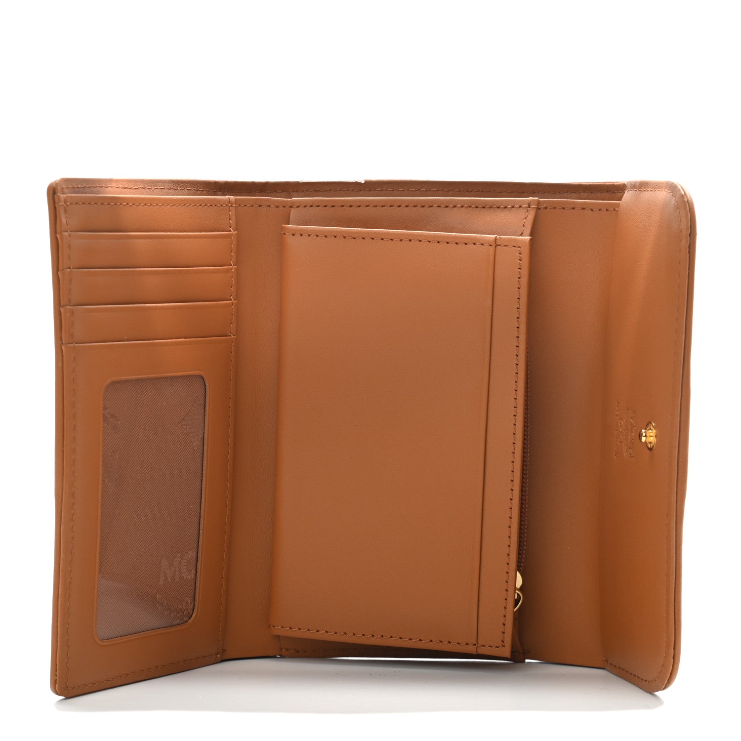 MCM Visetos Studded Compact Wallet Cognac 4 of 6