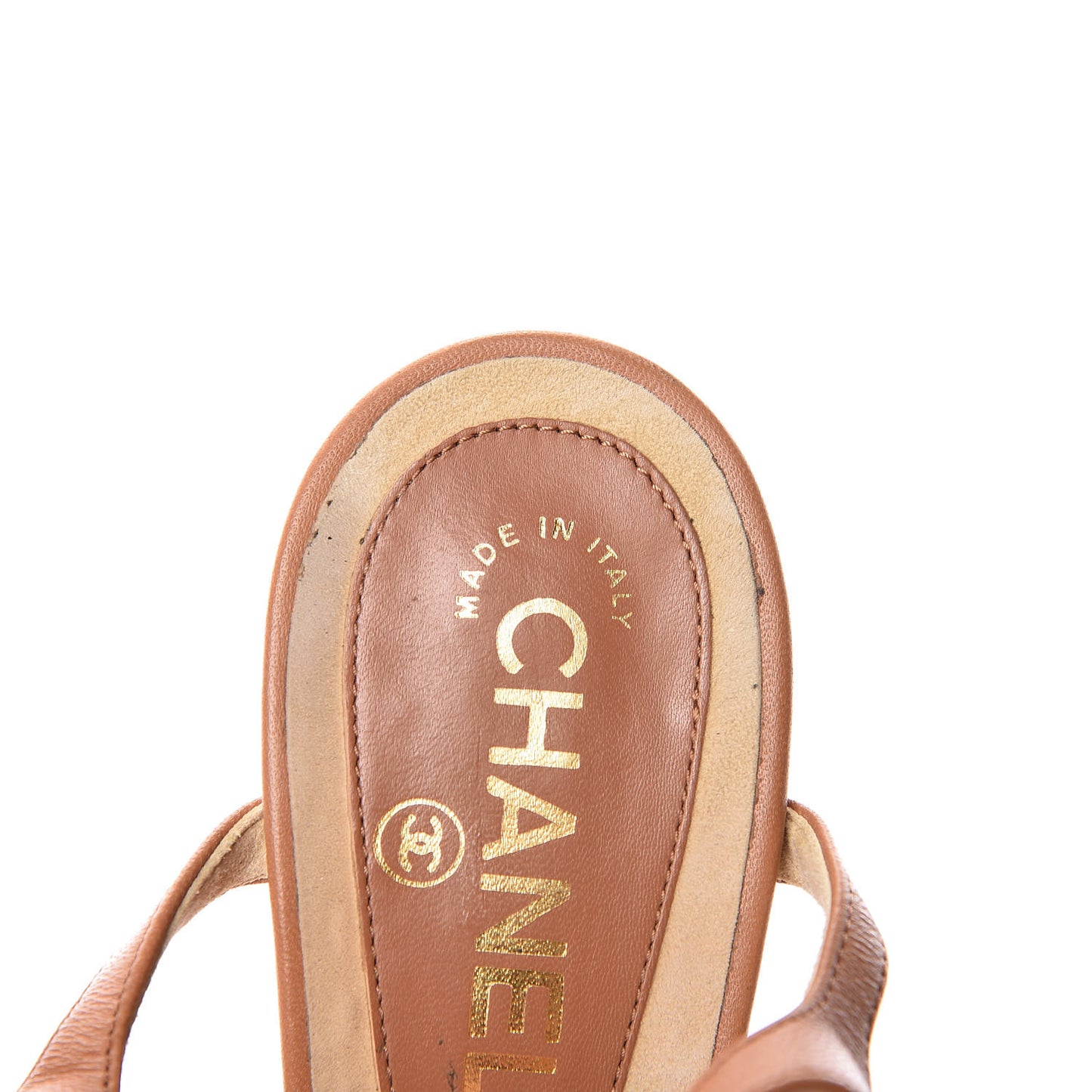 Lambskin Cork Camellia Wedge Sandals 40 Light Brown