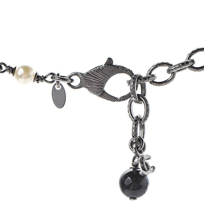 Chanel Pearl Crystal Bead CC Long Necklace Black 4 of 6