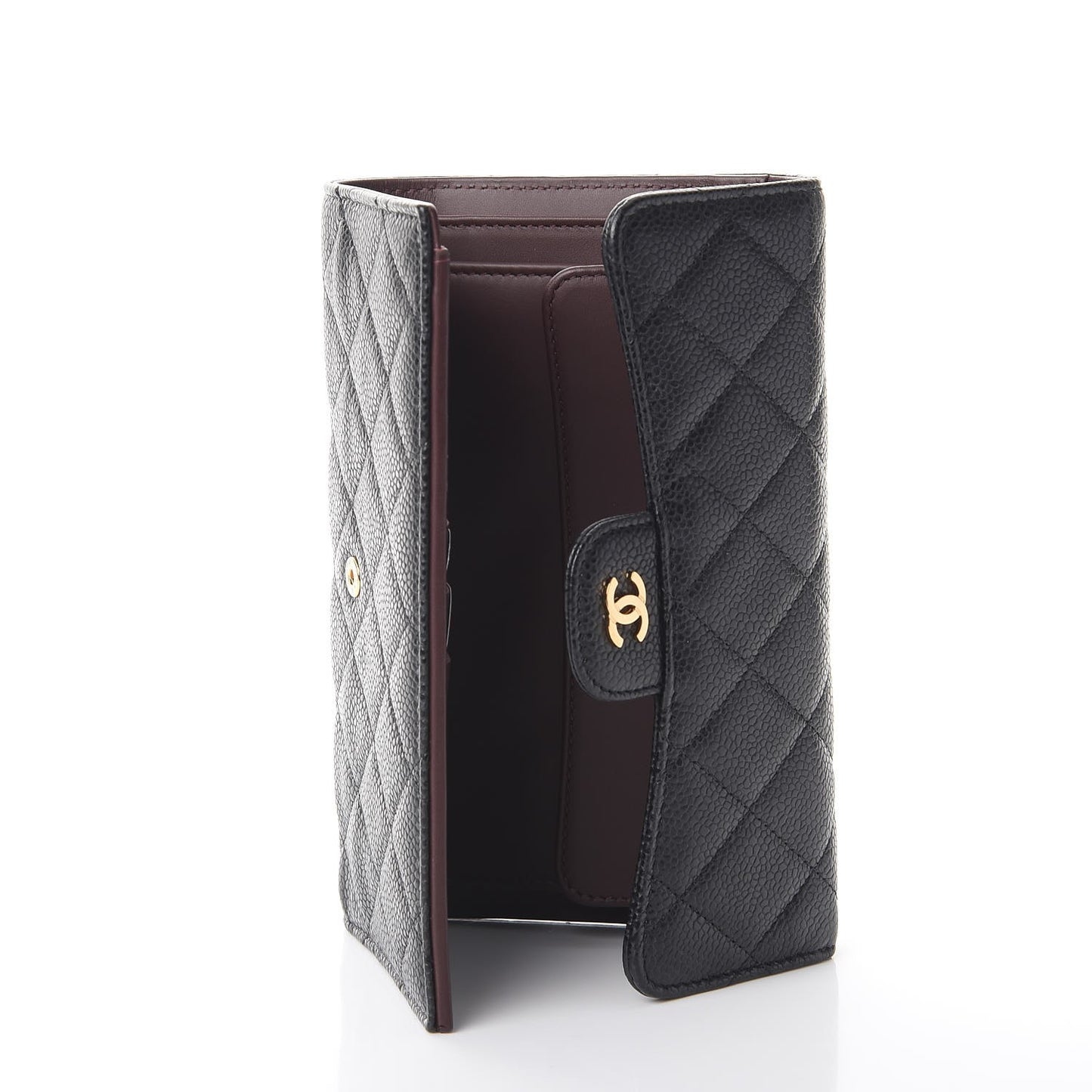 Caviar Quilted Large Flap Wallet Black