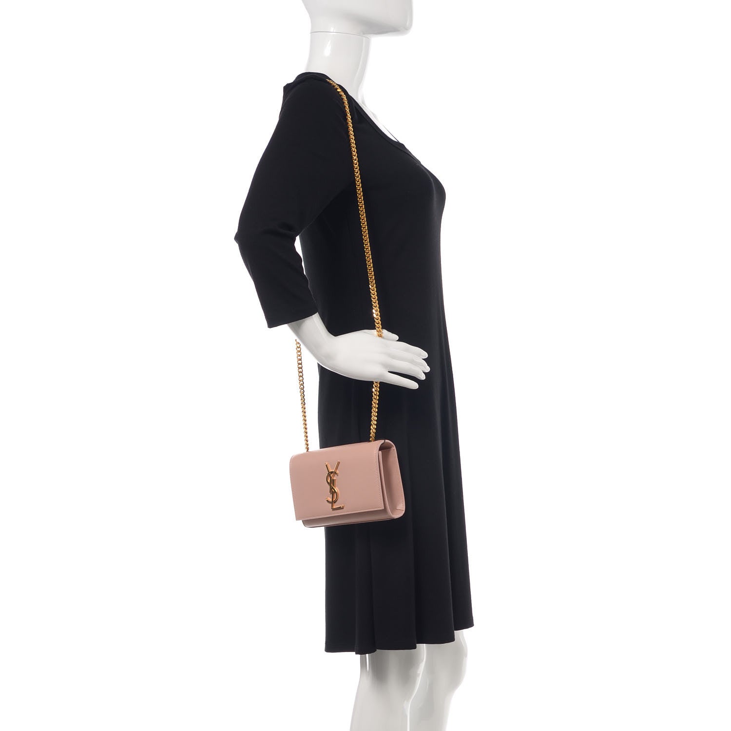 Saint Laurent Grain De Poudre Small Monogram Kate Satchel Pale Pink 2 of 8
