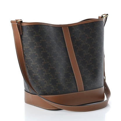 Celine Triomphe Canvas Calfskin Medium Bucket Bag Tan 3 of 9