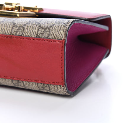 Gucci GG Supreme Monogram Calfskin Small Padlock Shoulder Bag Beige Hibiscus Red New Rosette 11 of 13