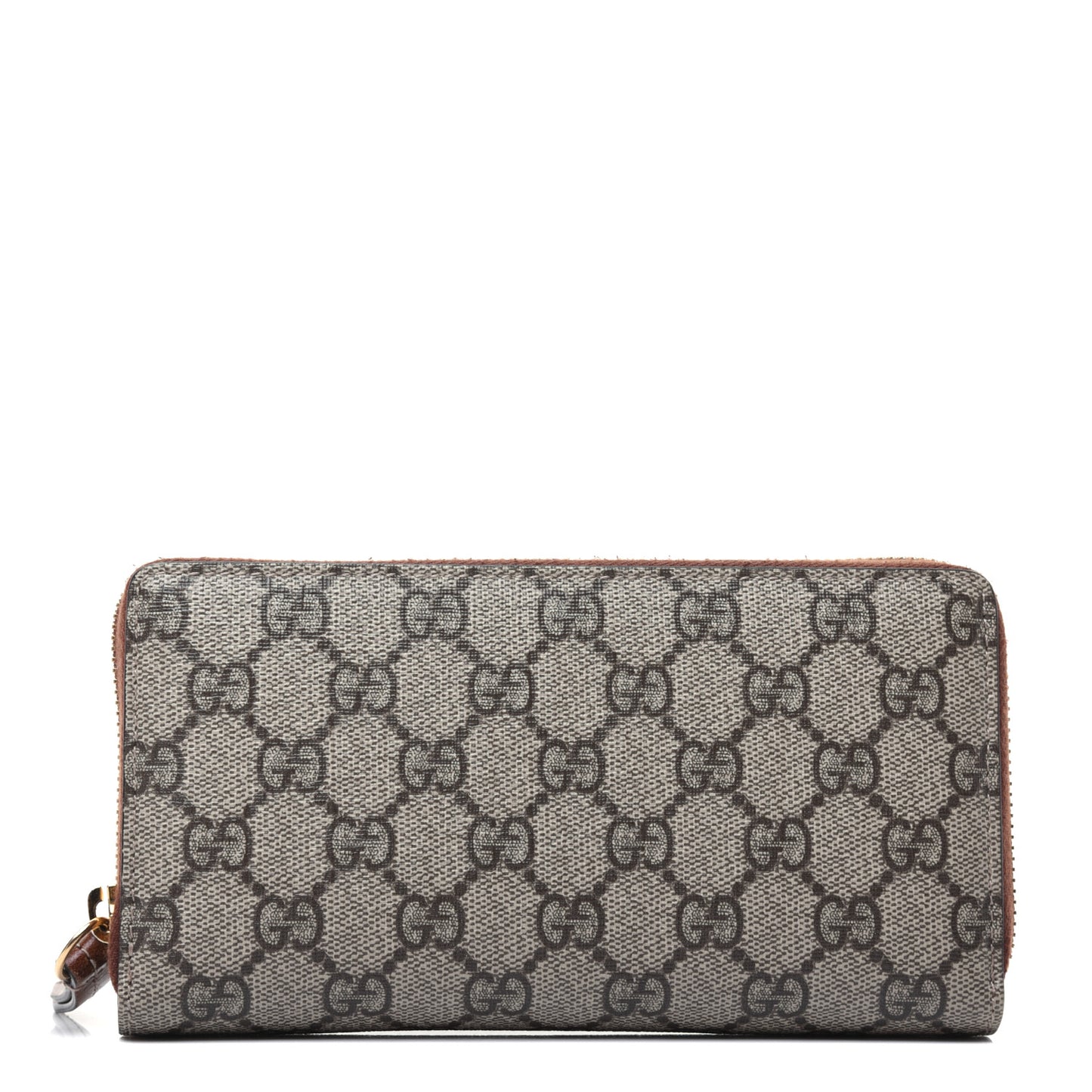 GG Supreme Monogram Cuoio Toscano Zip Around Wallet Beige Ebony Cuir