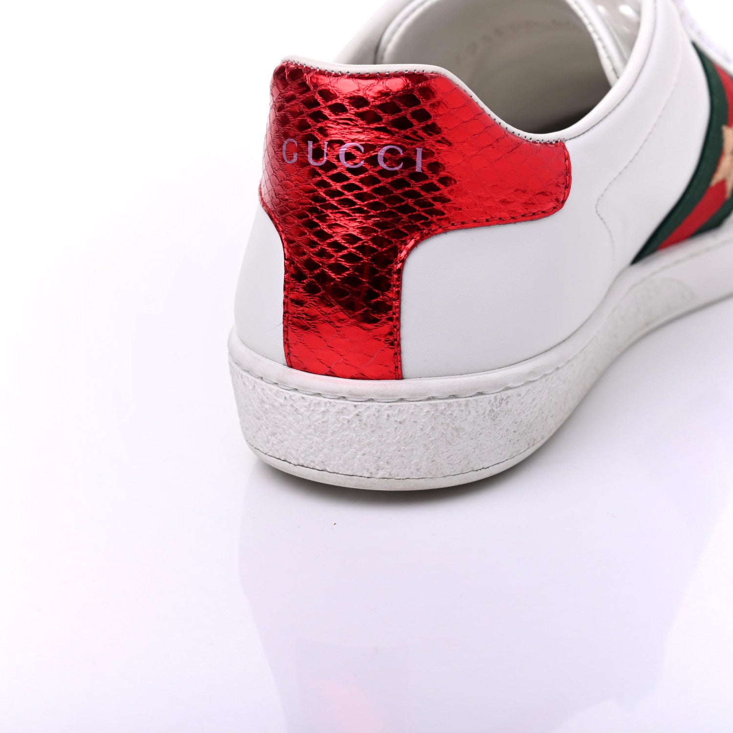 Gucci Calfskin Ayers Web Pineapple Ladybug Embroidered Womens Ace Sneakers 37.5 White 10 of 20