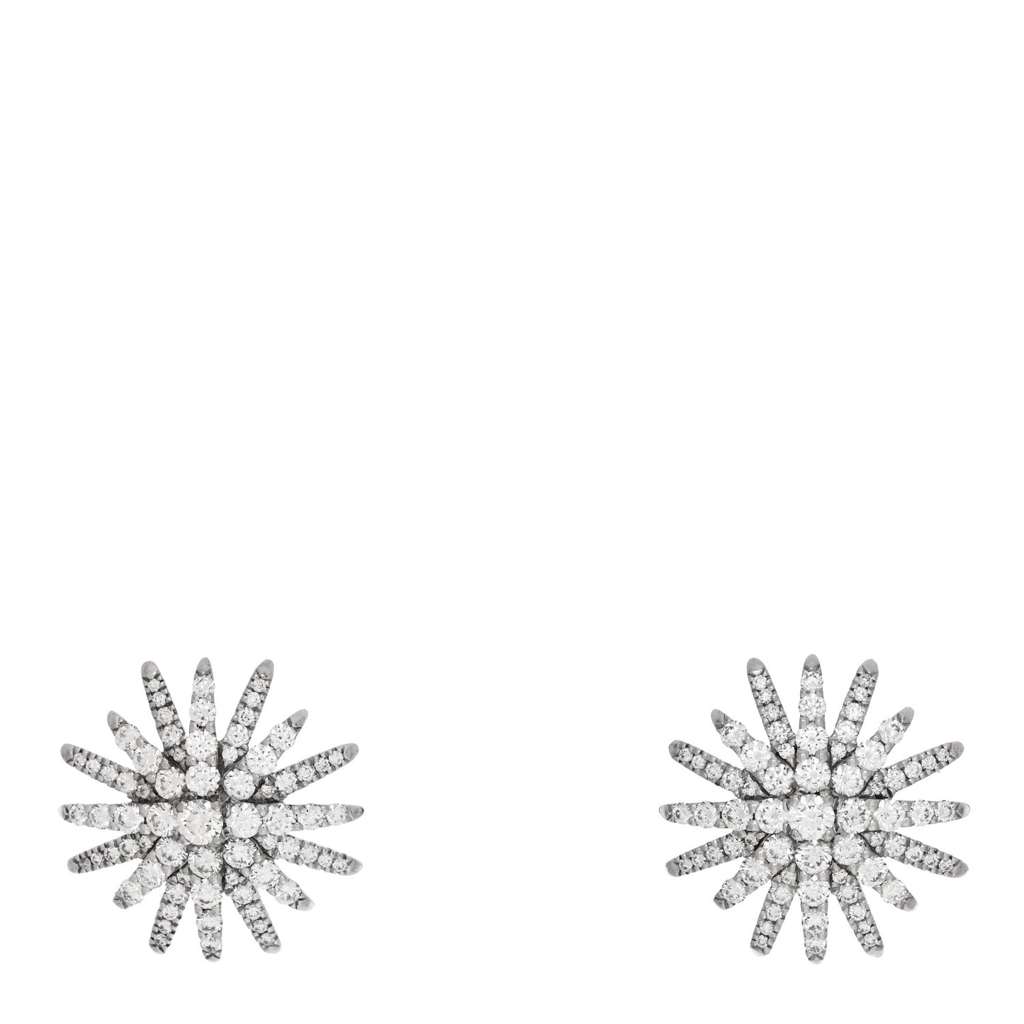 18K White Gold Diamond 19mm Starburst Earrings